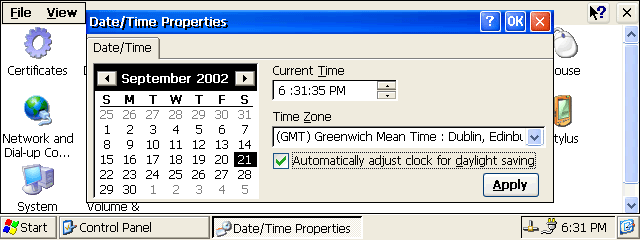Windows CE .net 4.1 Date time properties